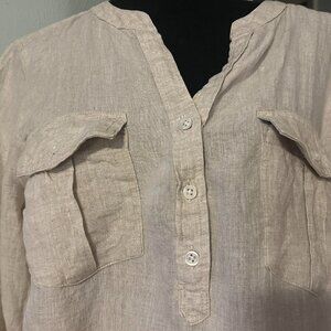Talbots Petite Linen Natural Camp Shirt